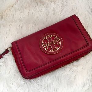 Tory Burch Red Amanda Zip Wallet